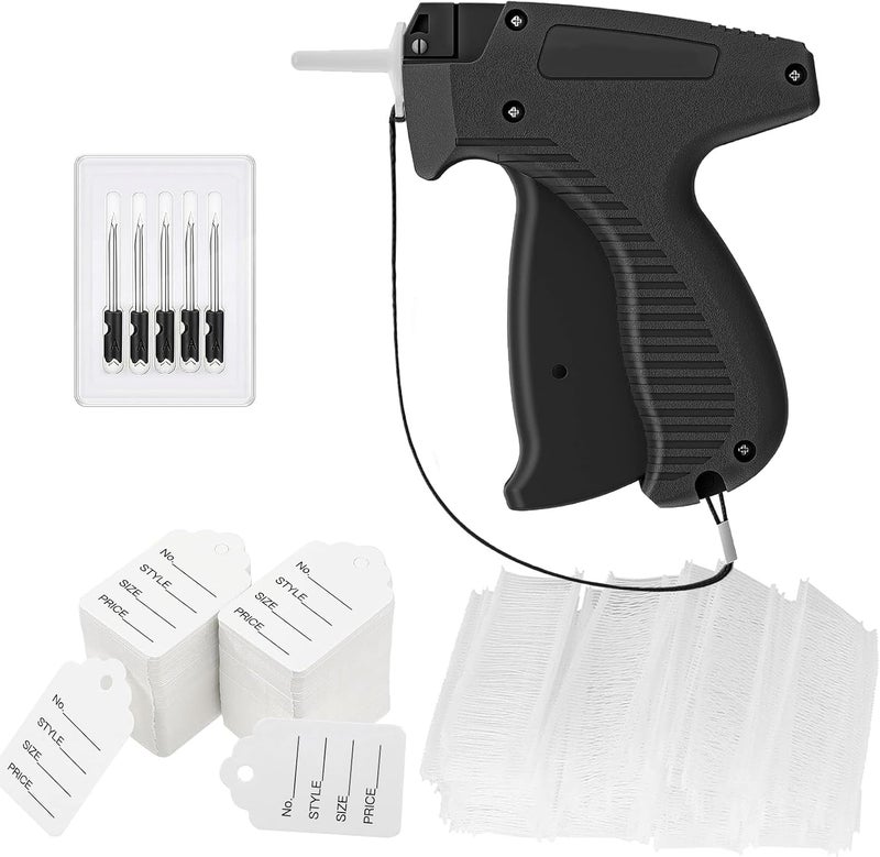 JINFFR Price Tagging Gun for Clothing, Standard Retail Price Tag Attacher with Gun Kit 400 Clothing Label Tags, 1600 1" Barbs Fasteners, 5 Needles, Price Tag Gun, Black - Image 1